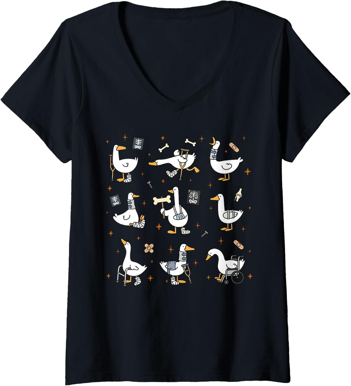 Women's Silly Goose Orthopedics Surgeon Orthopedic Ortho Nursing RN V-Neck T-Shirt - Black