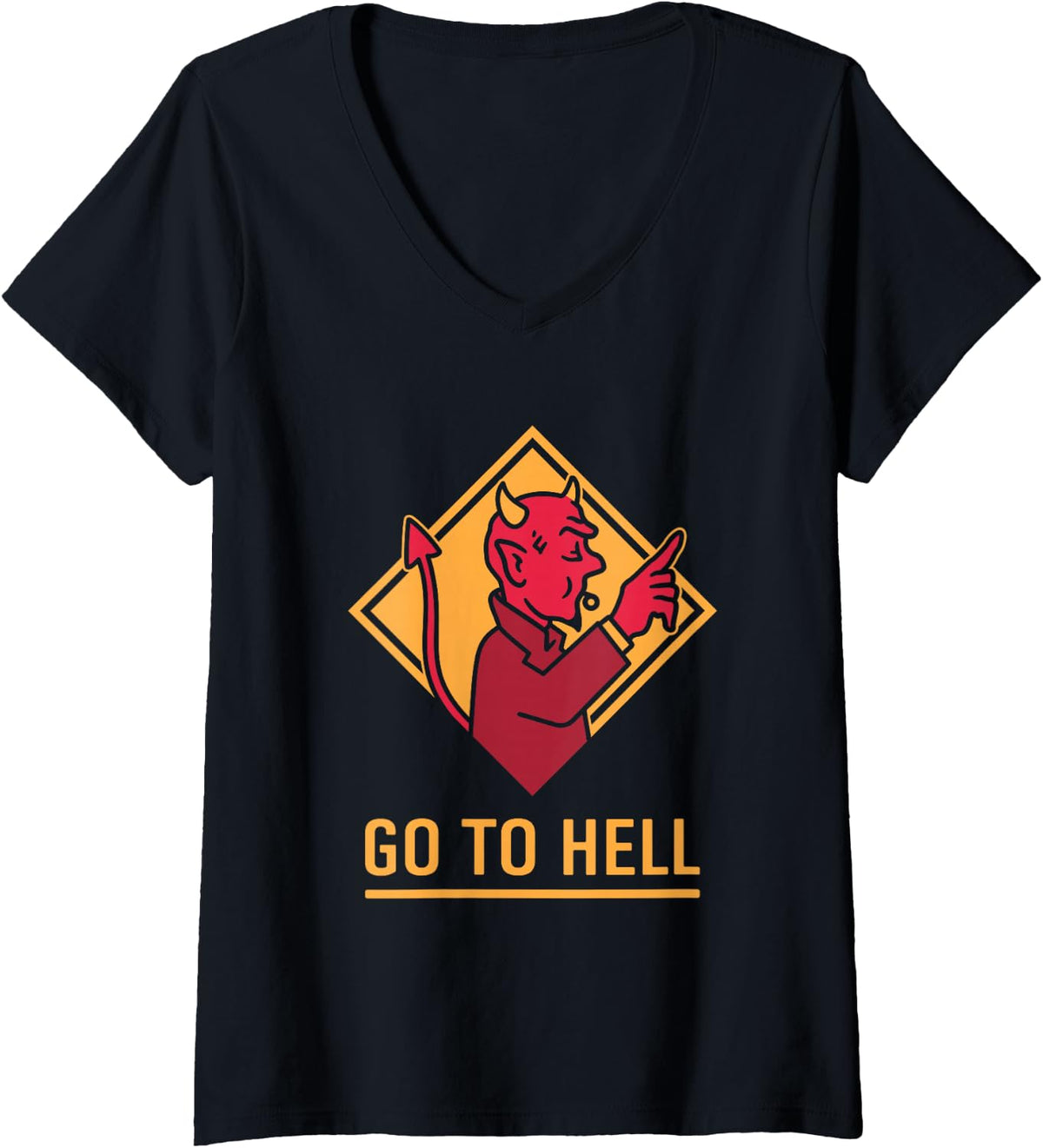 Women's Funny Classic Family Board Game Character Devil V-Neck T-Shirt - Black