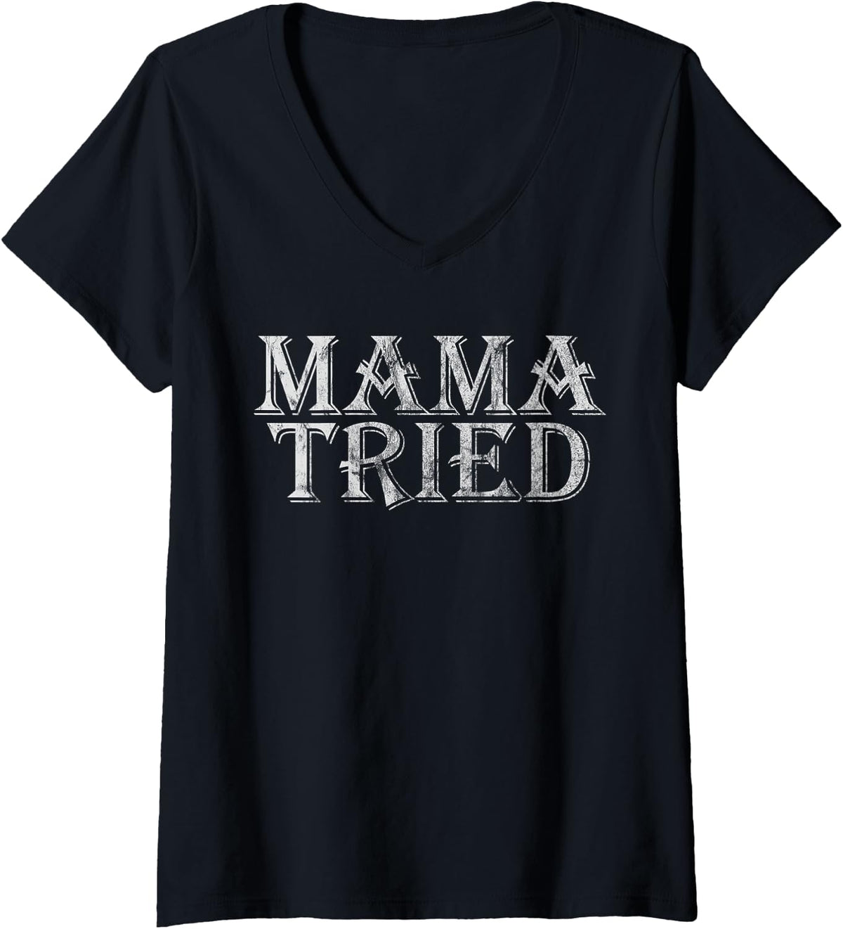 Women's Mama Tried Country Music Lyrics Redneck Retro Costume V-Neck T-Shirt - Black