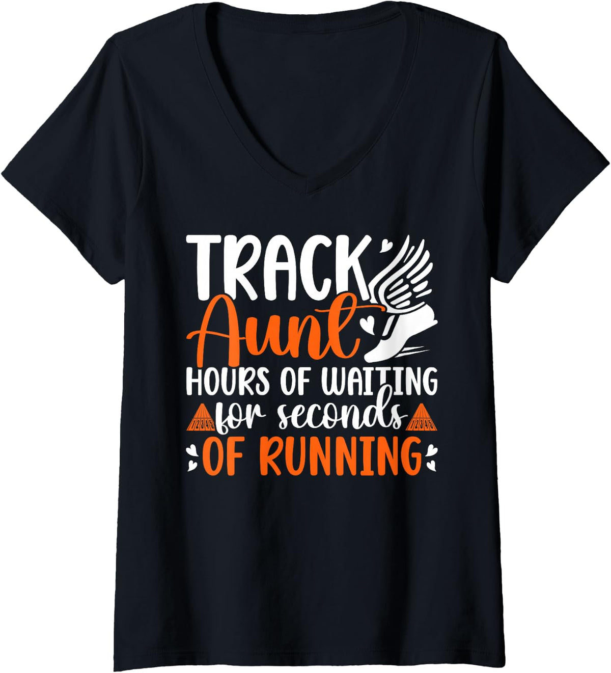 Women's Funny Track Aunt of A Track and Field Athlete Aunt V-Neck T-Shirt - Black