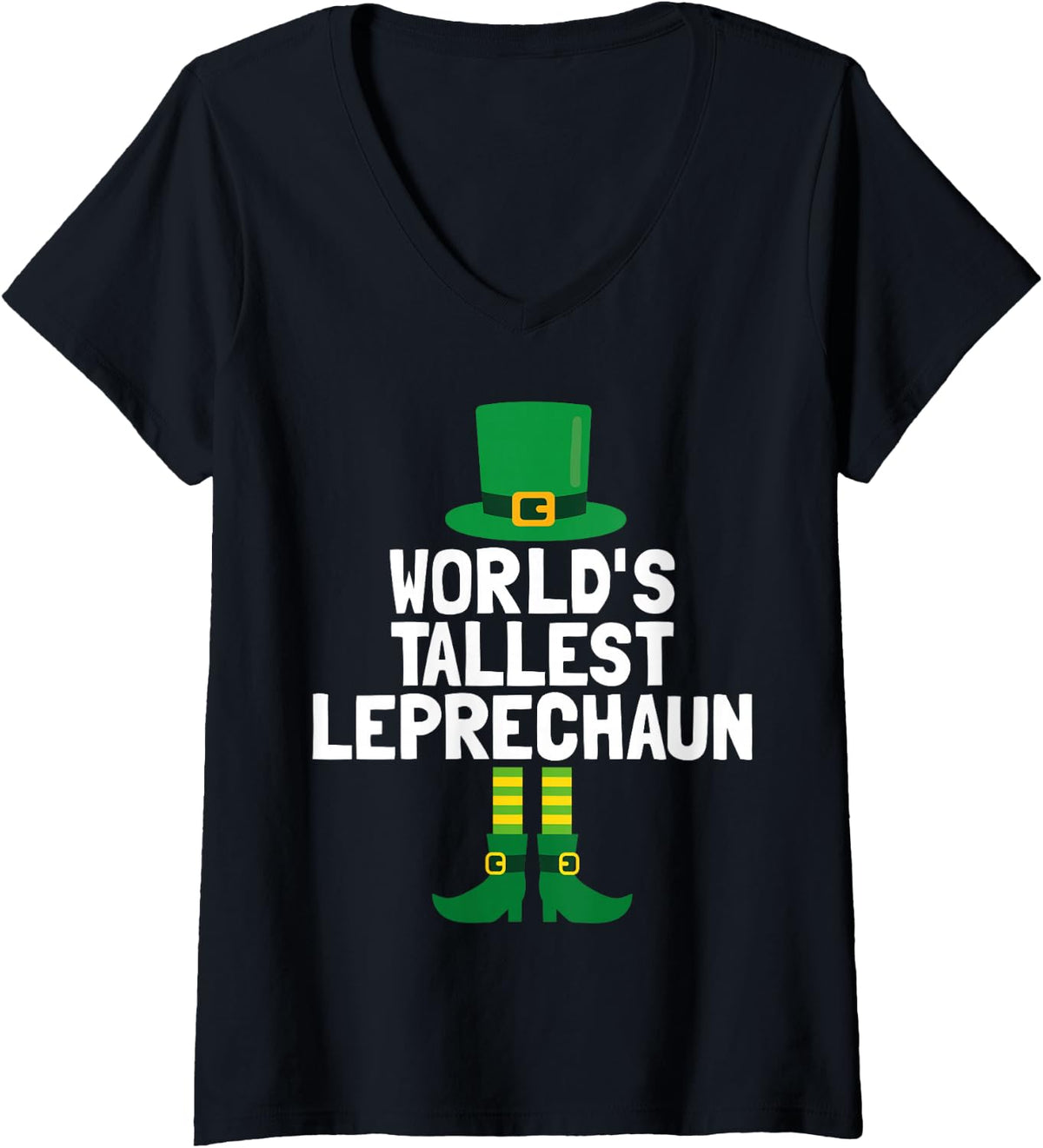 Women's World's Tallest Leprechaun | St Patrick's Day V-Neck T-Shirt - Black