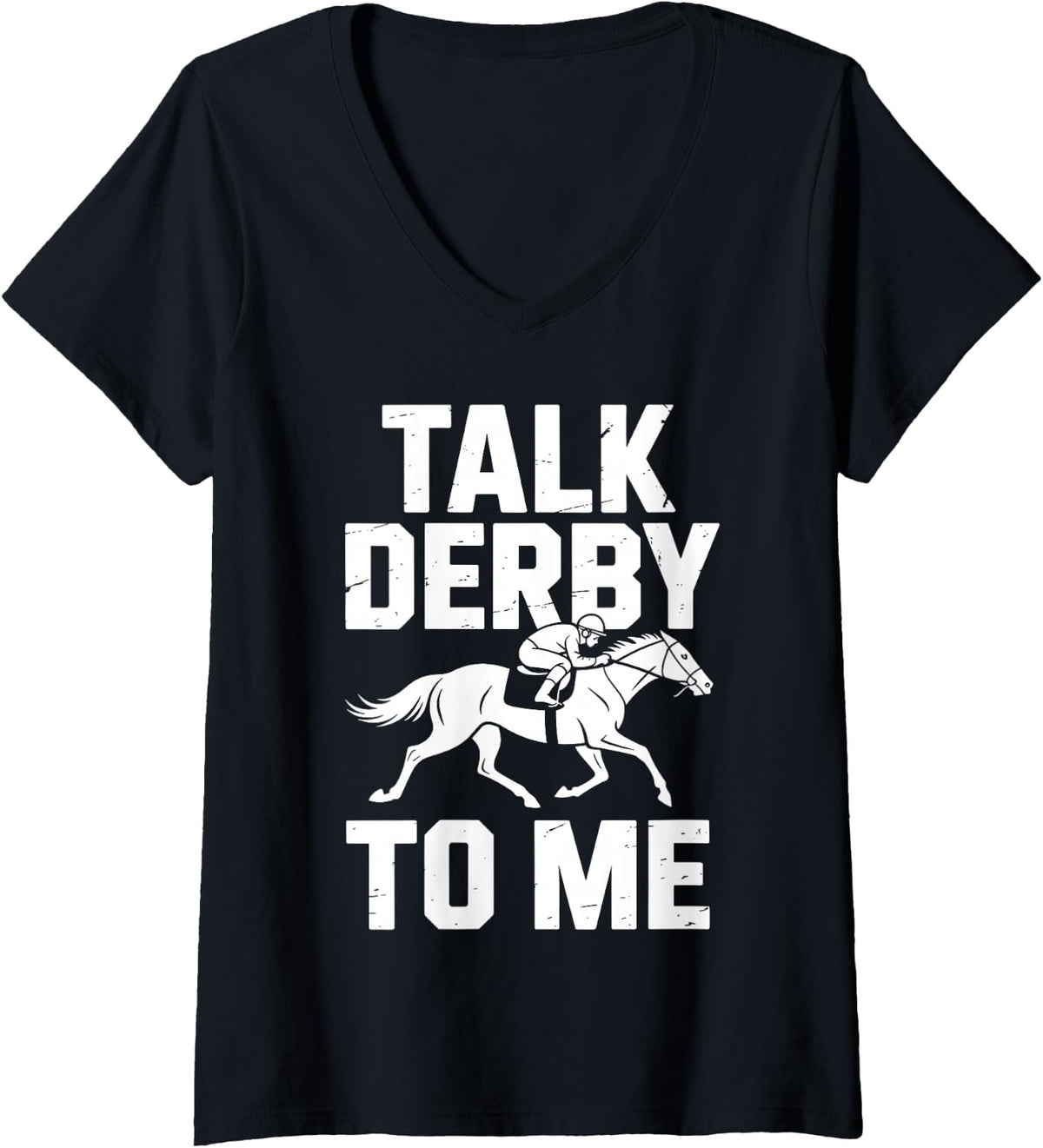 Women's Cool Horse Racing Art for Men Women Jockey Horse Racer V-Neck T-Shirt - Black