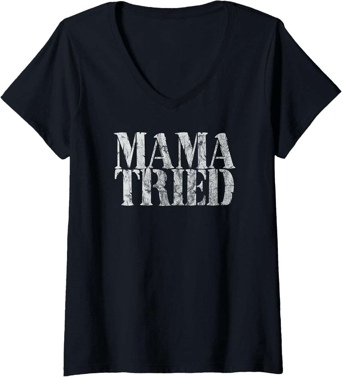 Womens Mama Tried Country Music Lyrics Redneck Men Women Vintage V-Neck T-Shirt - Black