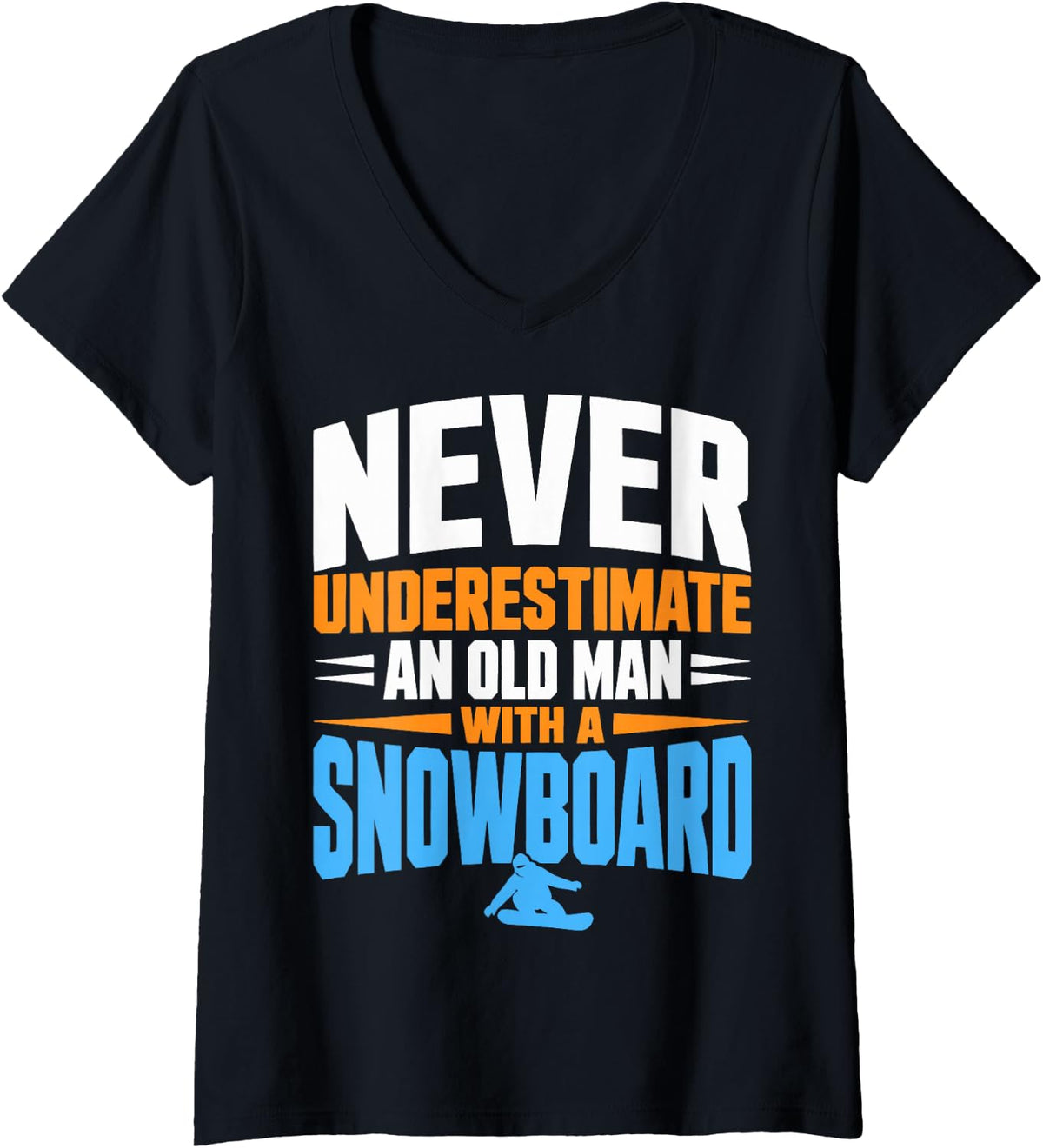 Women's Snowboarder Dad Rider Man Snowboarding Boarder V-Neck T-Shirt - Black