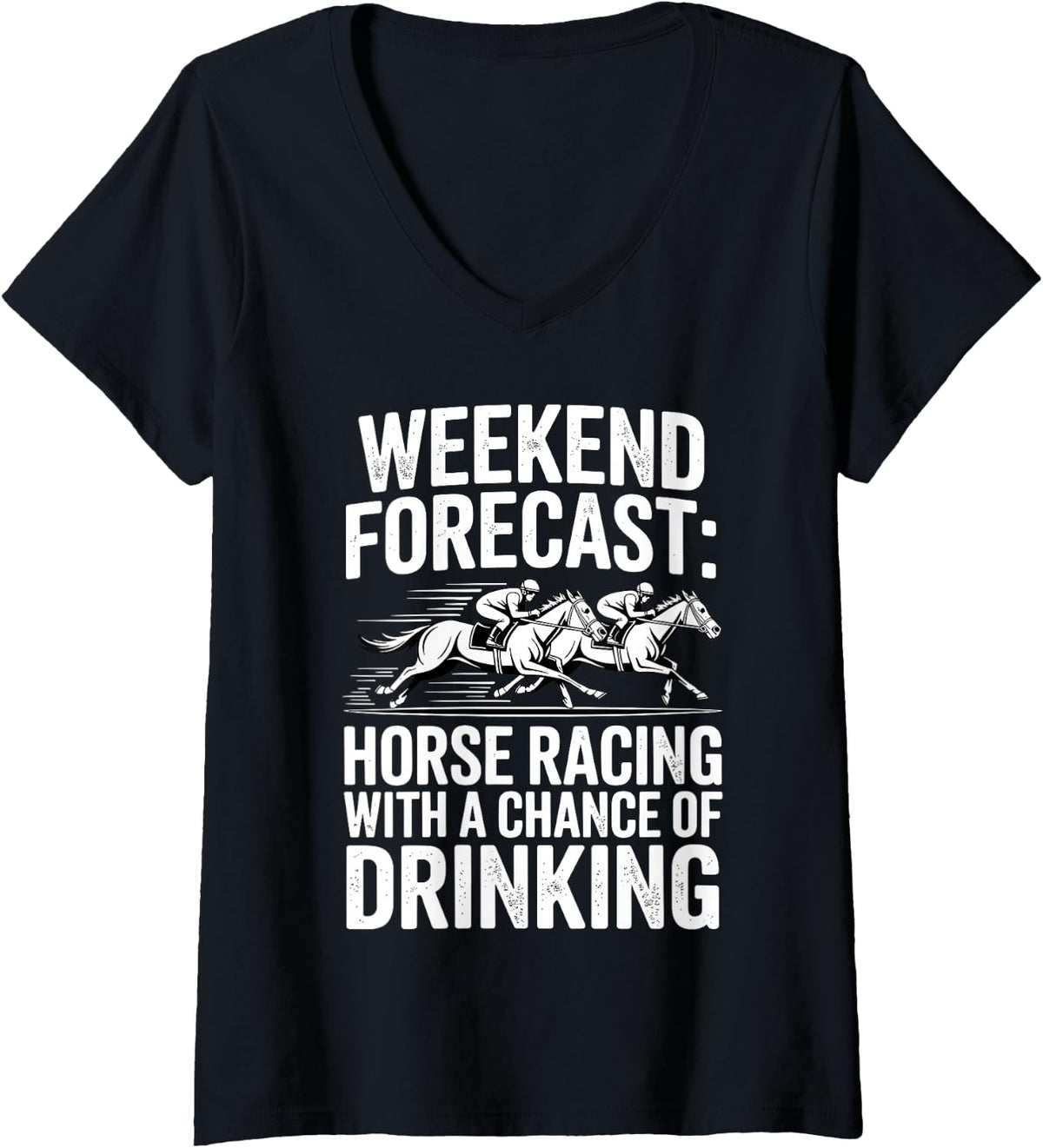 Women's Funny Horse Racing Design for Men Women Horse Racing Lovers V-Neck T-Shirt - Black