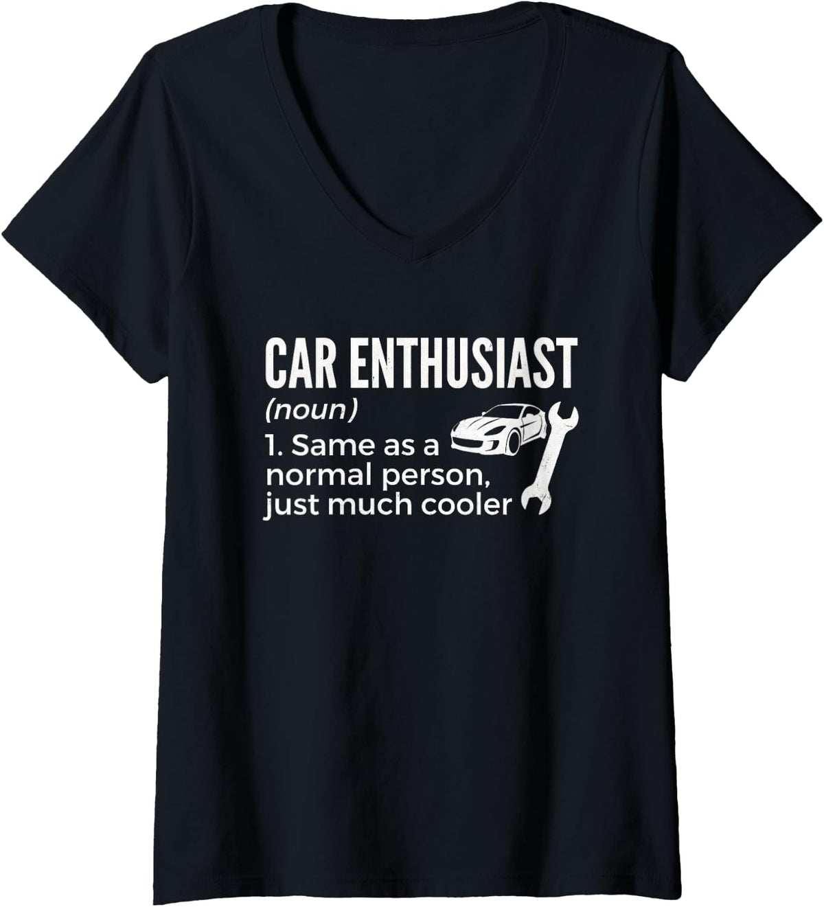 Women's Funny Car Enthusiast Definition Auto Mechanic Car Guy V-Neck T-Shirt - Black