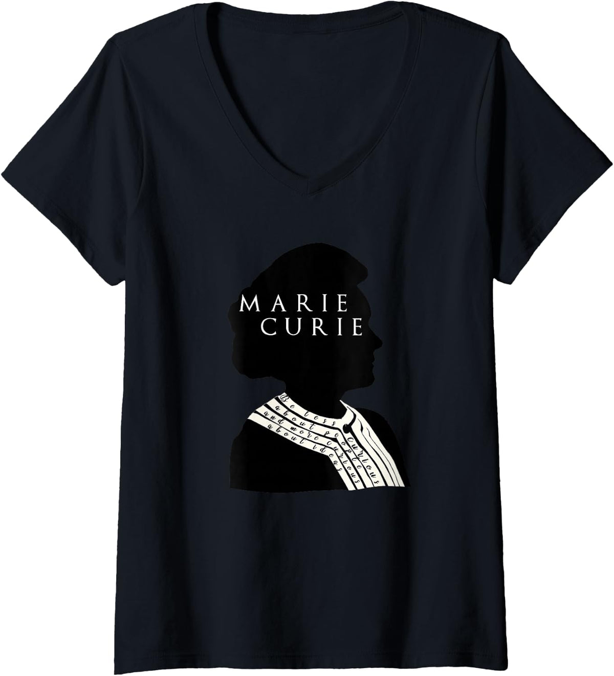 Women's Marie Curie Science Chemistry Beautiful V-Neck T-Shirt - Black