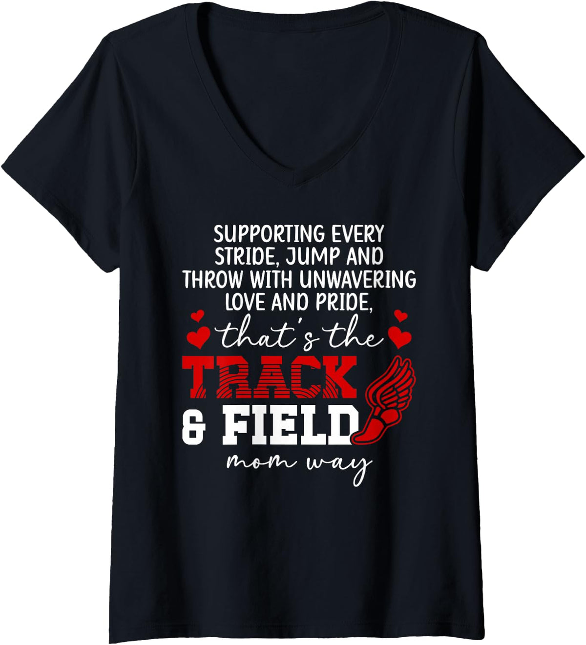 Women's Track and Field Mom Way Track and Field Mother Track Mama V-Neck T-Shirt - Black