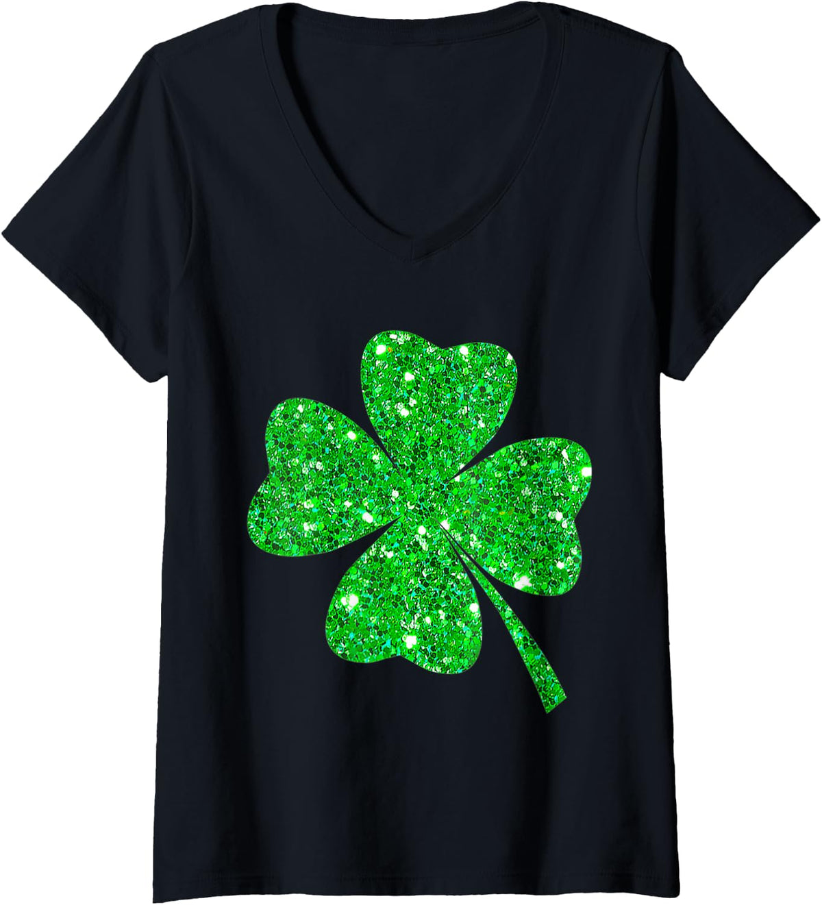 Women's Irish Shamrock Tie Dye Happy St Patrick's Day Go Lucky Gift V-Neck T-Shirt - Black