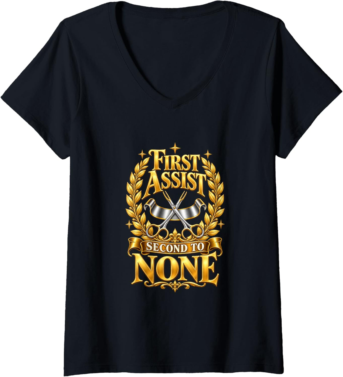 Women's First Assist Second to None Funny Surgical Tech V-Neck T-Shirt - Black
