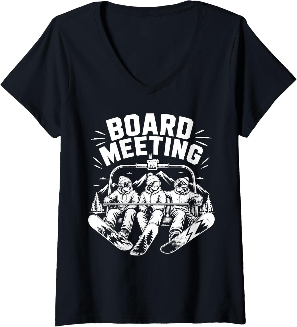 Women's Boarder Snowboard Buddies Snowboarding Vacation Rider V-Neck T-Shirt - Black