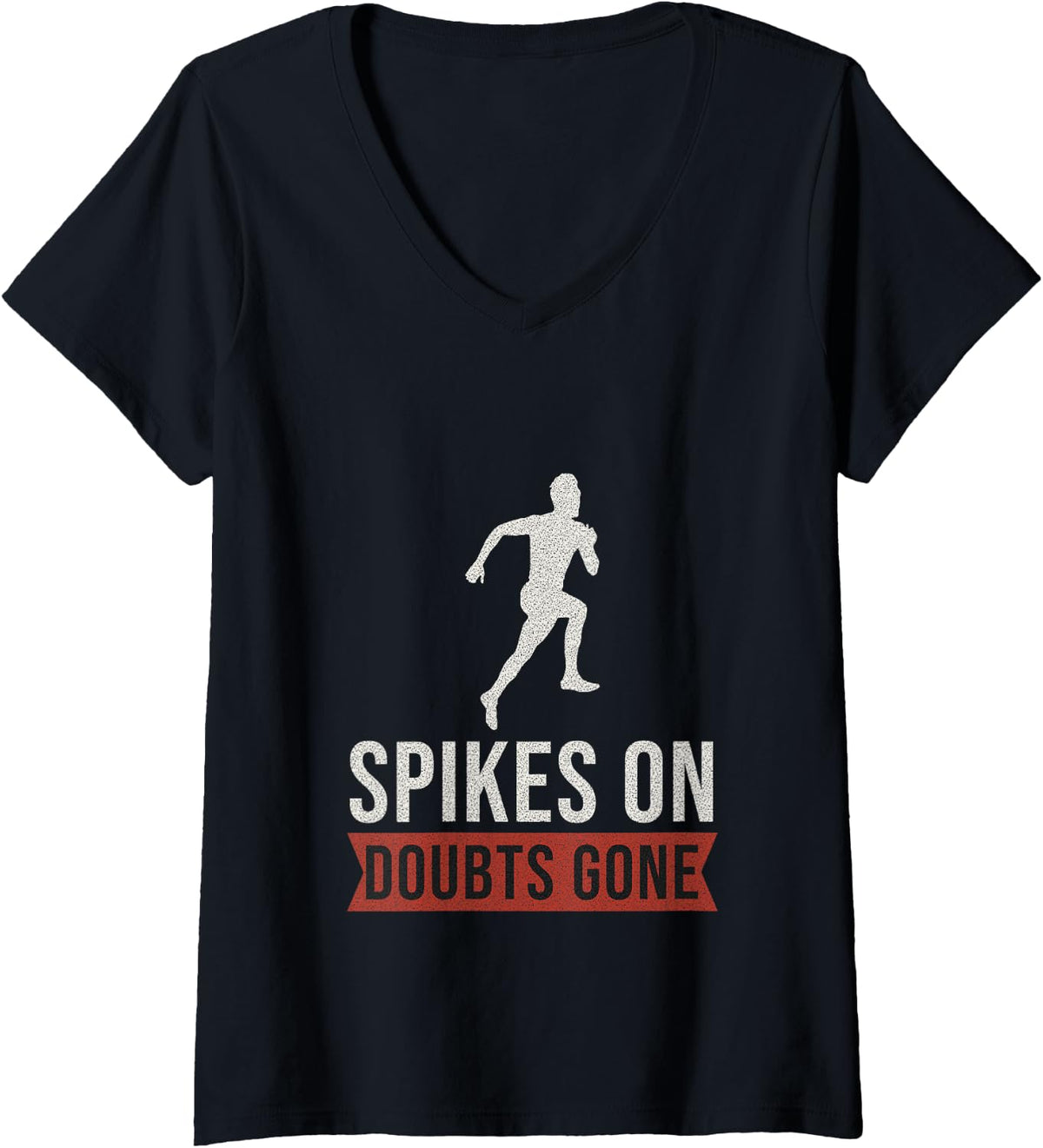 Women's Track and Field - Spikes On Doubts Gone - Track Athlete V-Neck T-Shirt - Black