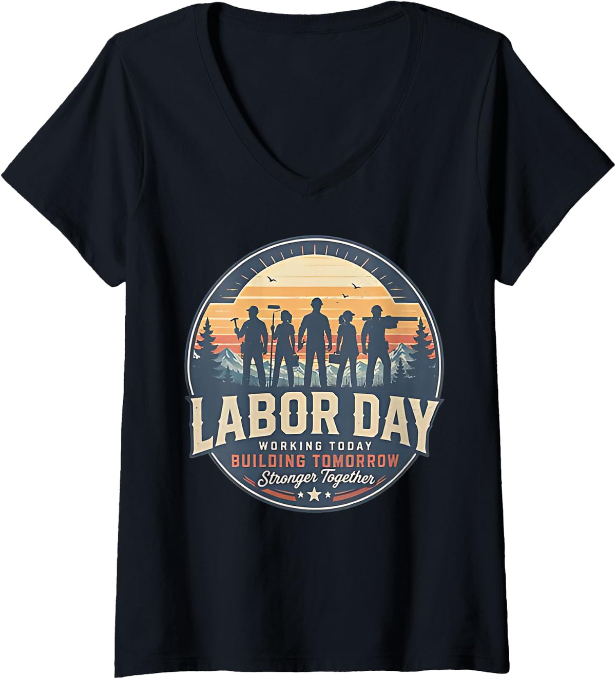 Women's Labor Day for Men Women V-Neck T-Shirt - Black