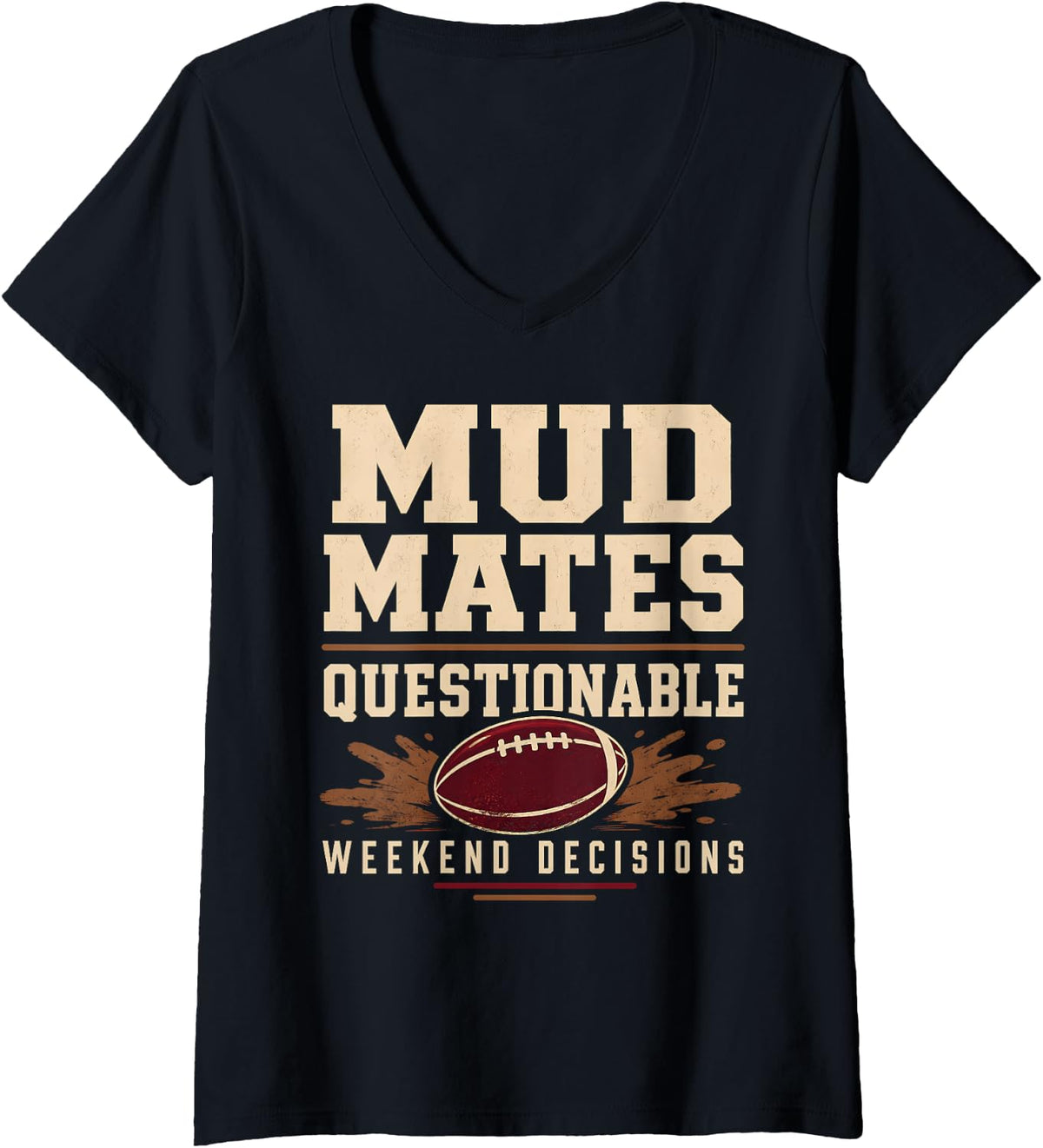 Women's Rugby Weekend Rugby Match Day Social Club Gift V-Neck T-Shirt - Black