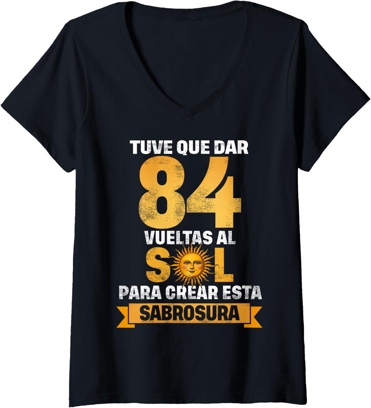 Women's 84th Birthday Gift for Men in Spanish Regalo cumpleanos 84 V-Neck T-Shirt - Black