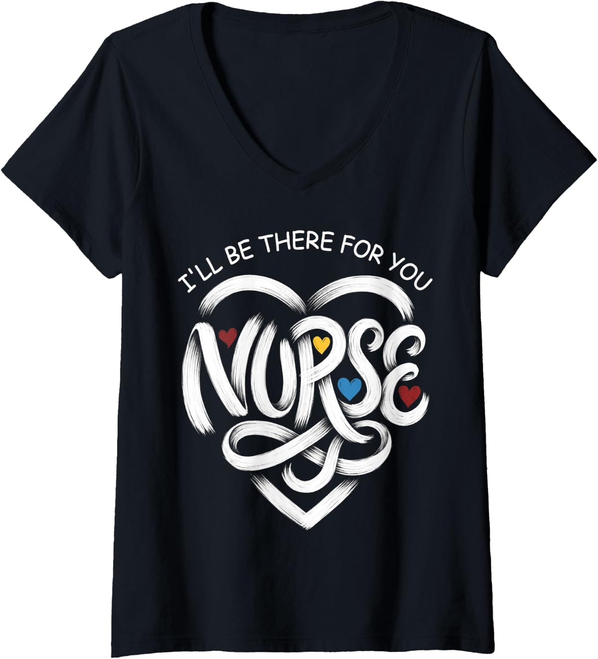 Women's Nurse Care with Heart Nursing Humor Hearts for Men Women V-Neck T-Shirt - Black