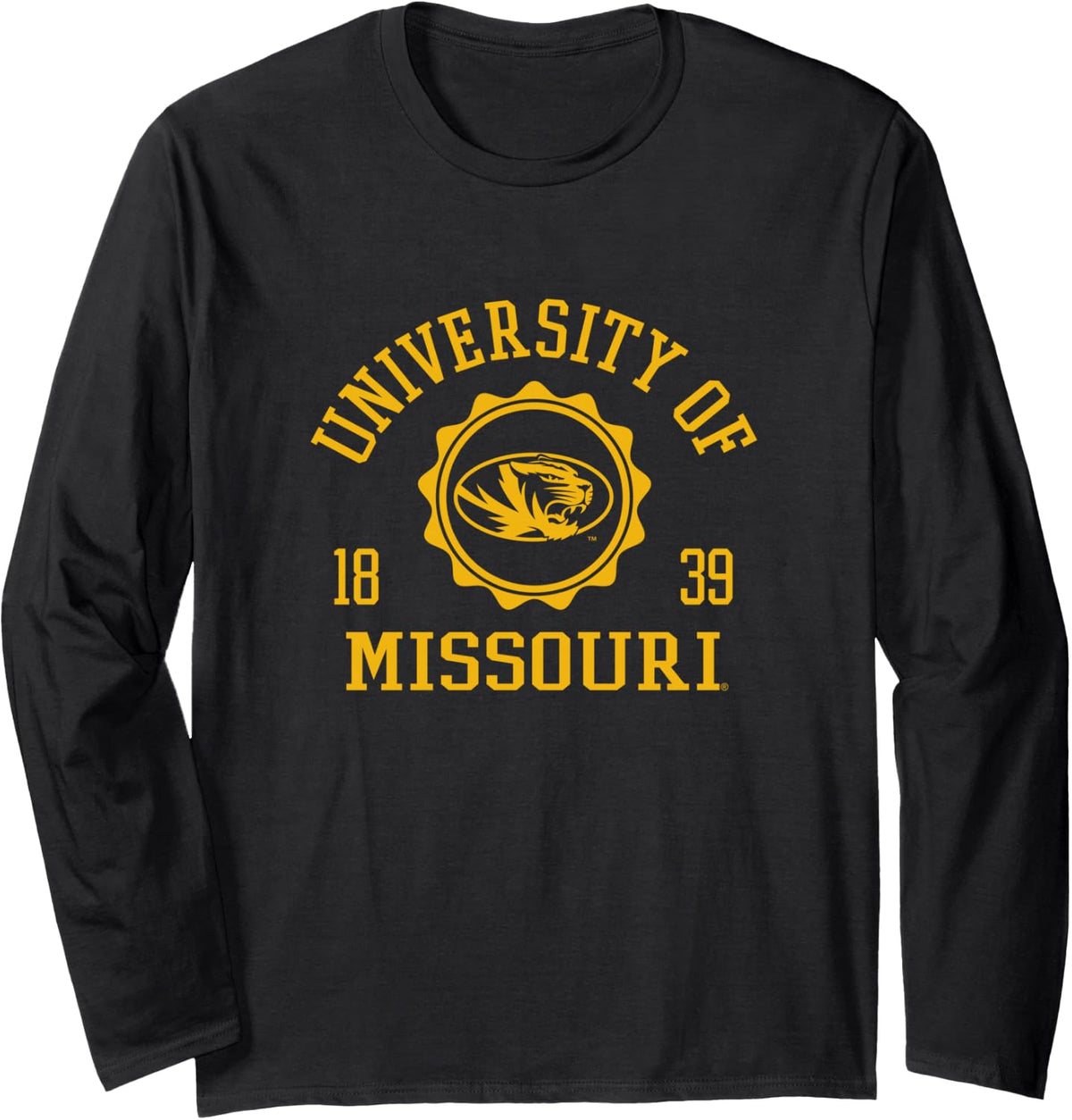 Missouri Tigers Stamp Officially Licensed Long Sleeve T-Shirt - Adult Unisex Black