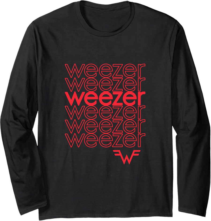 Weezer - Thank You Red Long Sleeve T-Shirt - Adult Unisex Black