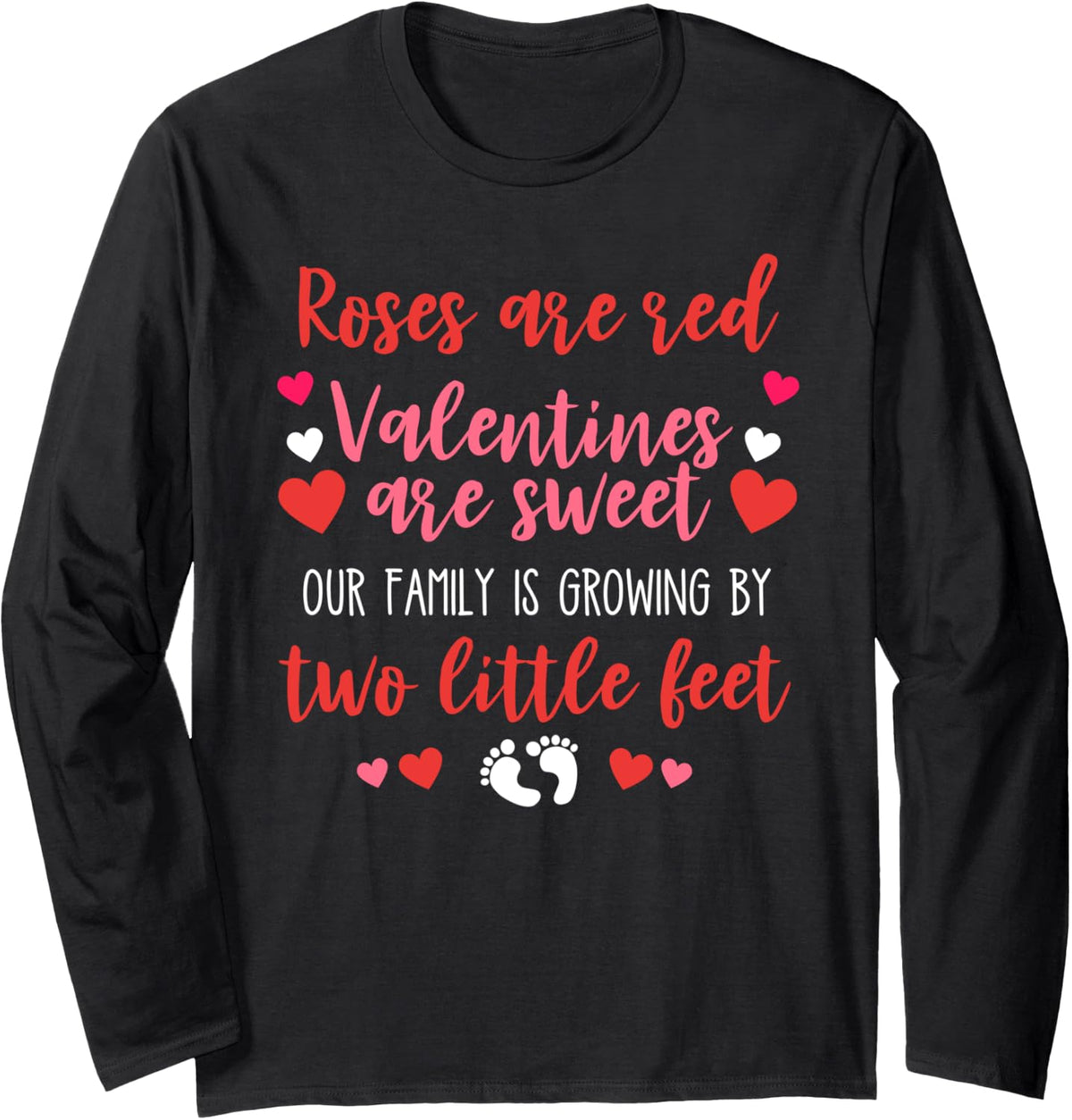 Valentines Day Pregnancy Announcement Shirts Baby Reveal Mom Long Sleeve T-Shirt - Adult Unisex Black