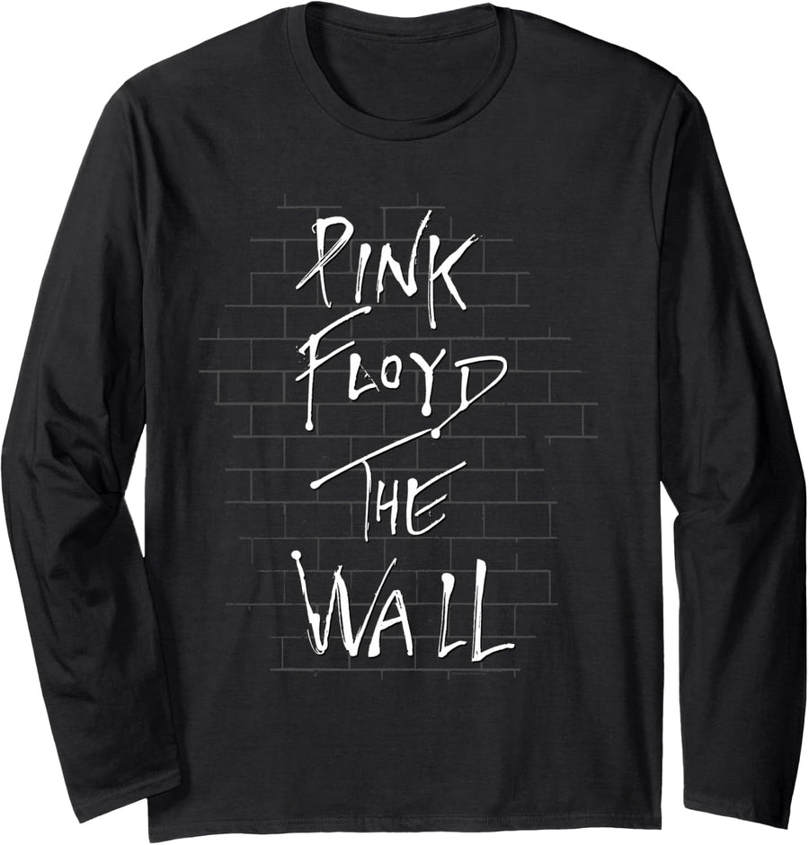 Pink Floyd The Wall White Type Long Sleeve T-Shirt - Adult Unisex Black