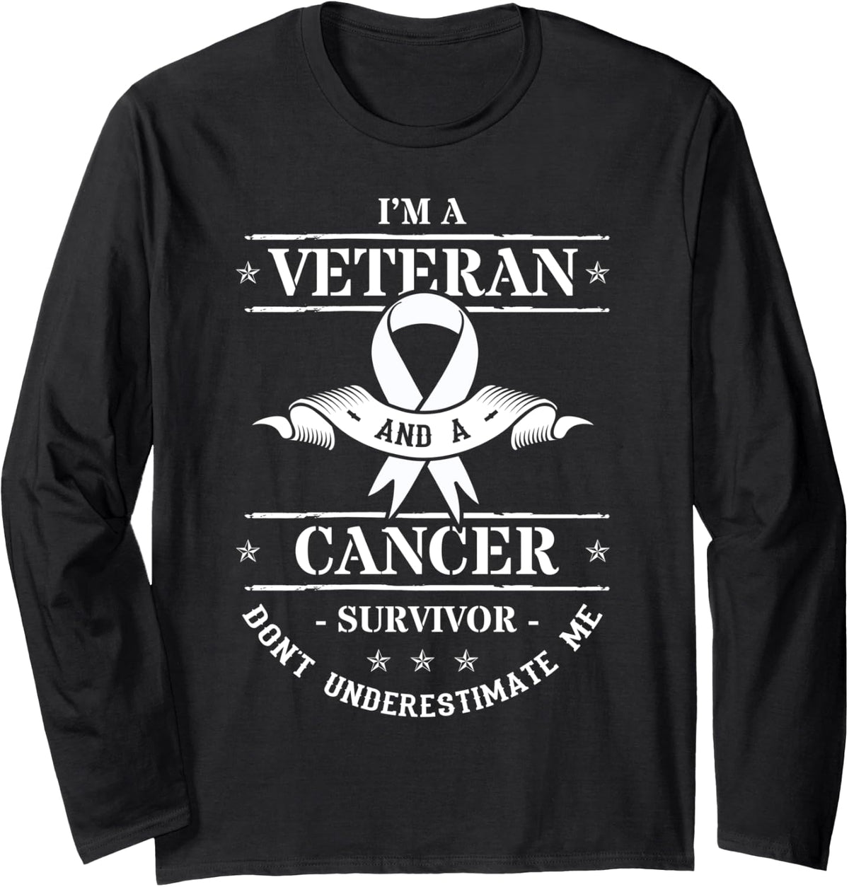 Cancer Survivor Veteran Chemotherapy Warrior Long Sleeve T-Shirt - Adult Unisex Black