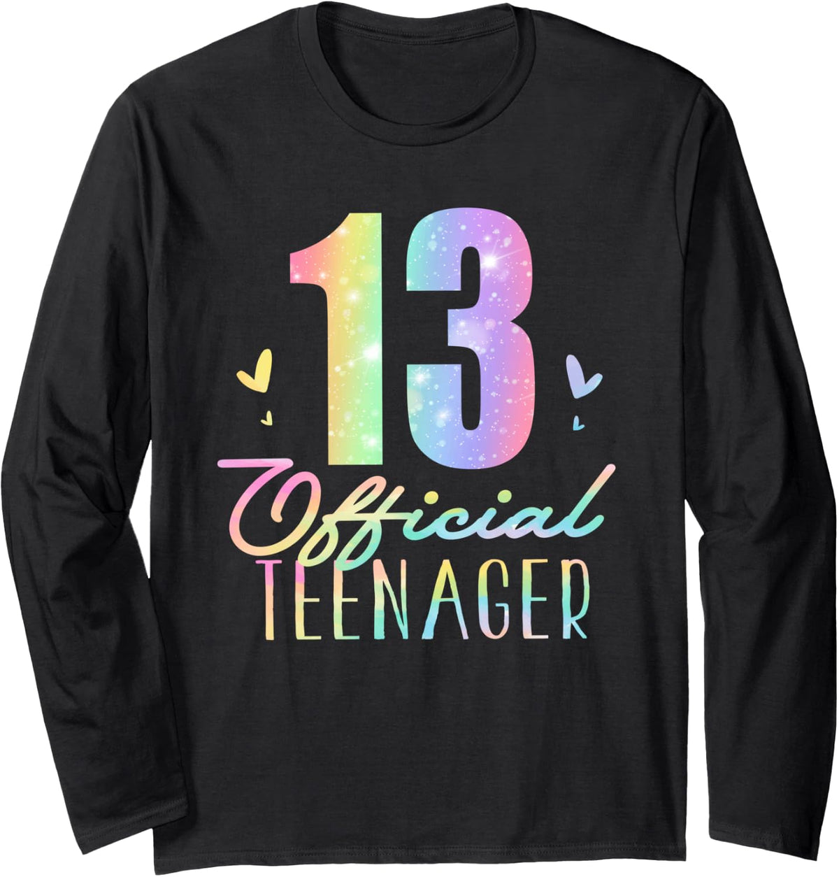 13 Official Teenager Thirteen Year Old Tie Dye 13th Birthday Long Sleeve T-Shirt - Adult Unisex Black