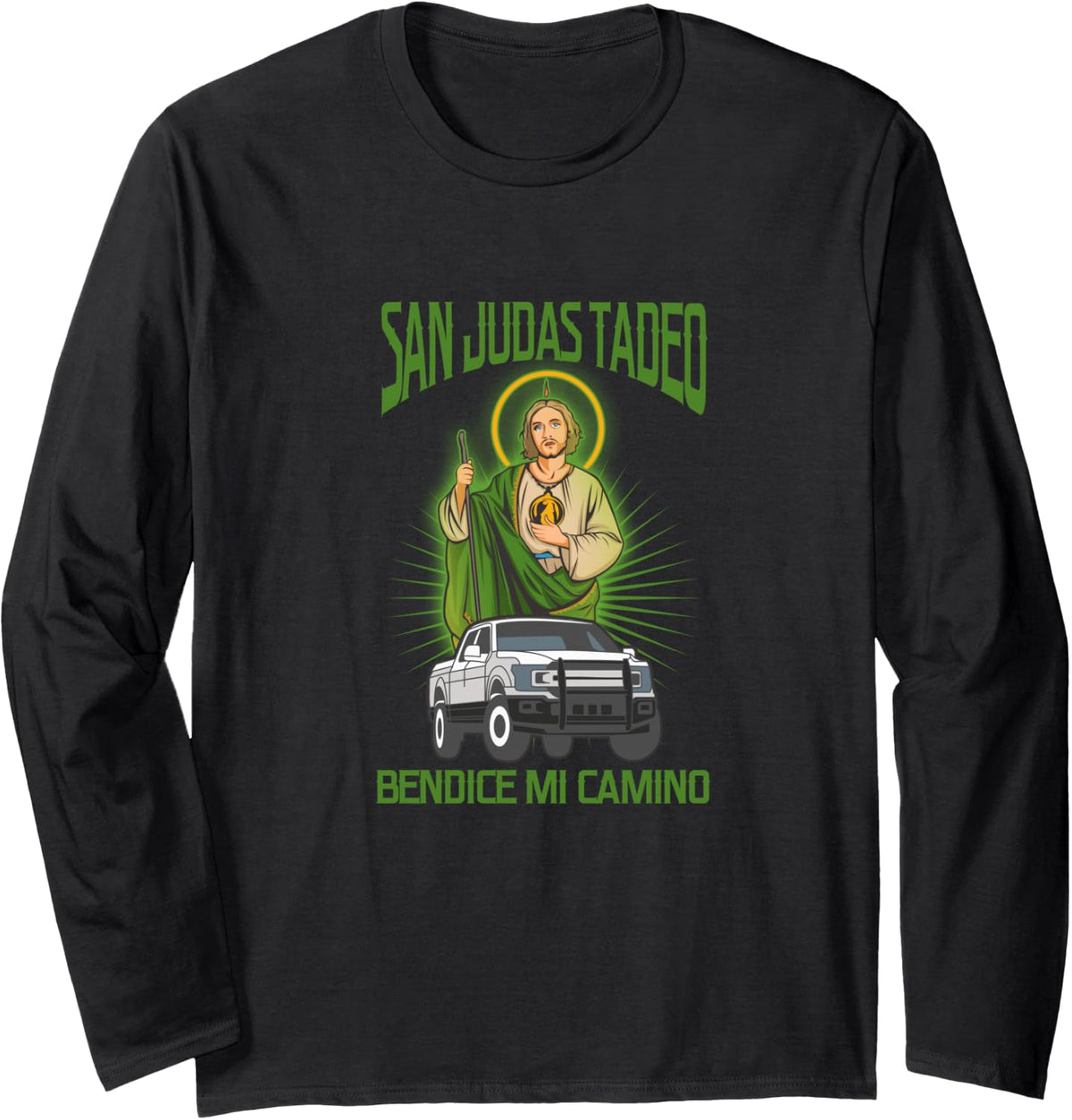 San Judas Tadeo Bendice Mi Camino Long Sleeve T-Shirt - Adult Unisex Black