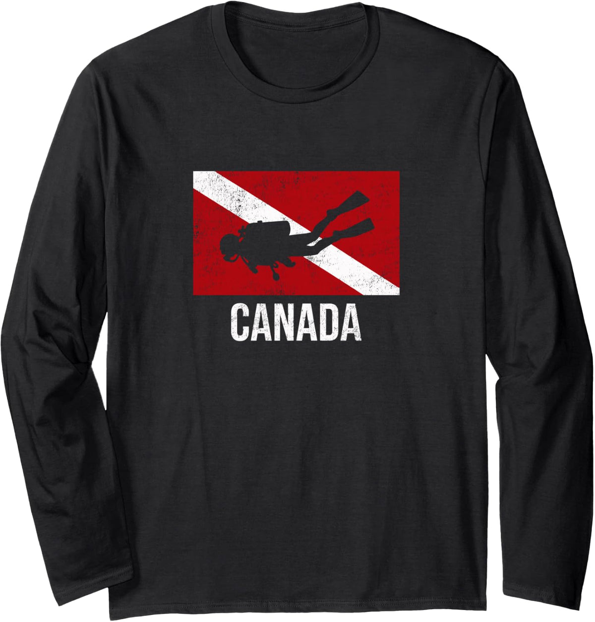 Canada Scuba Diving Diver Dive Flag Gift Long Sleeve T-Shirt - Adult Unisex Black
