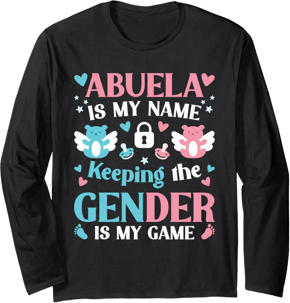Boy Or Girl Abuela Keeper of The Gender Reveal Party Grandma Long Sleeve T-Shirt - Adult Unisex Black