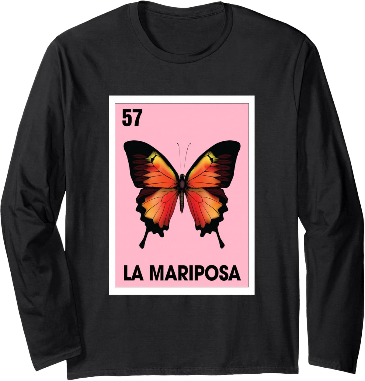 La Mariposa Mexican Bingo Card Game Butterfly Lover Spanish Long Sleeve T-Shirt - Adult Unisex Black