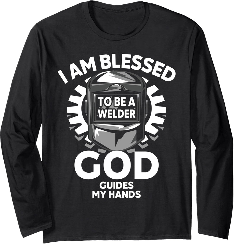 Steel Worker Welder Welding Long Sleeve T-Shirt - Adult Unisex Black