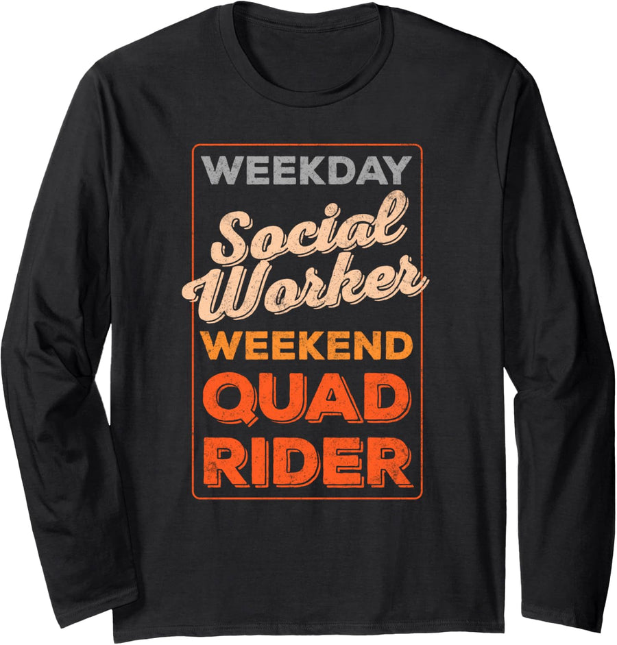 ATV Quad Bike 4 Wheeler Offroad Mud Ride Motorsport Vintage Long Sleeve T-Shirt - Adult Unisex Black