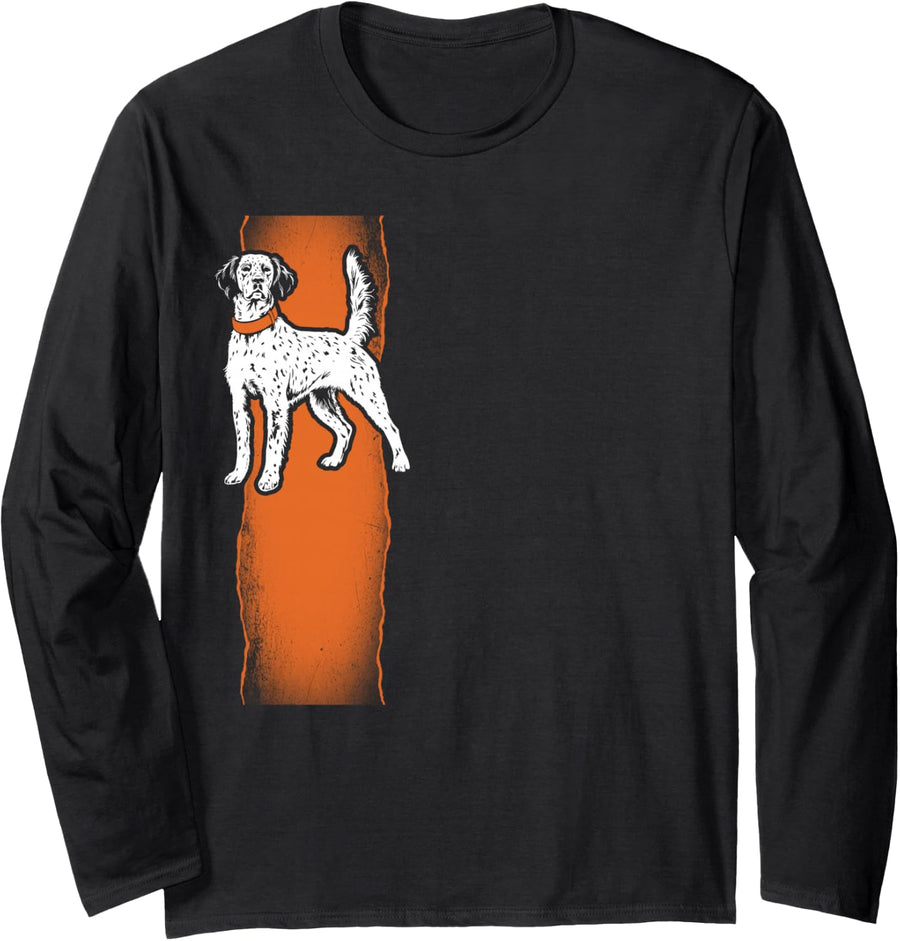Mallard Waterfowl Duck Hunting Pointer Dog English Setter Long Sleeve T-Shirt - Adult Unisex Black