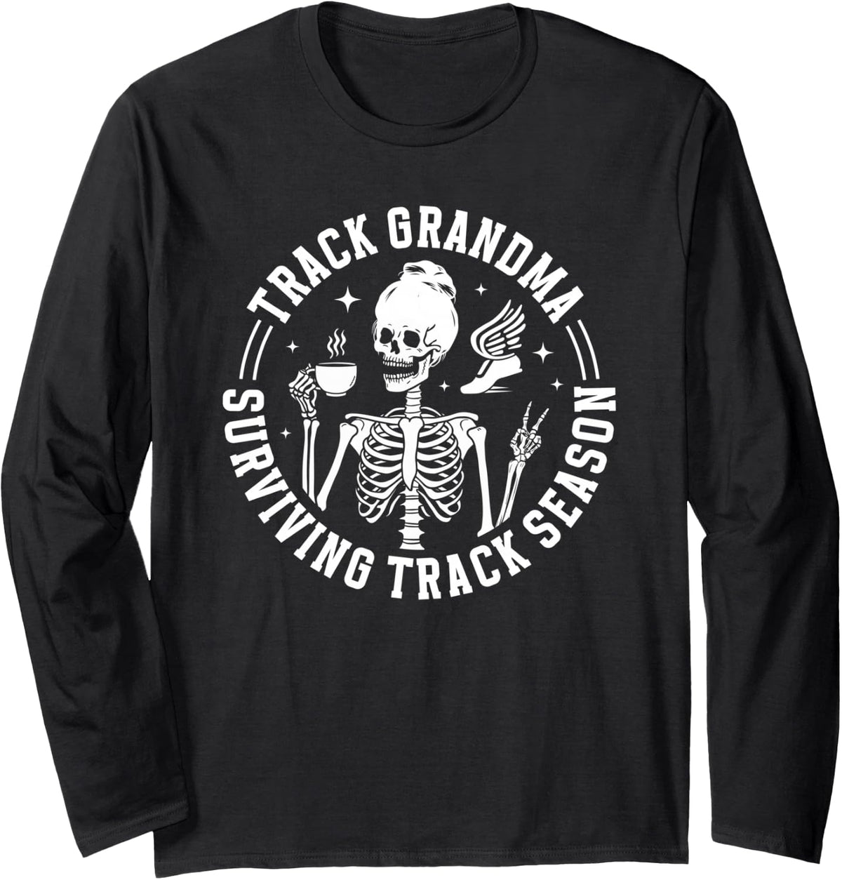 Funny Track Grandma of A Track and Field Athlete Grandma Long Sleeve T-Shirt - Adult Unisex Black
