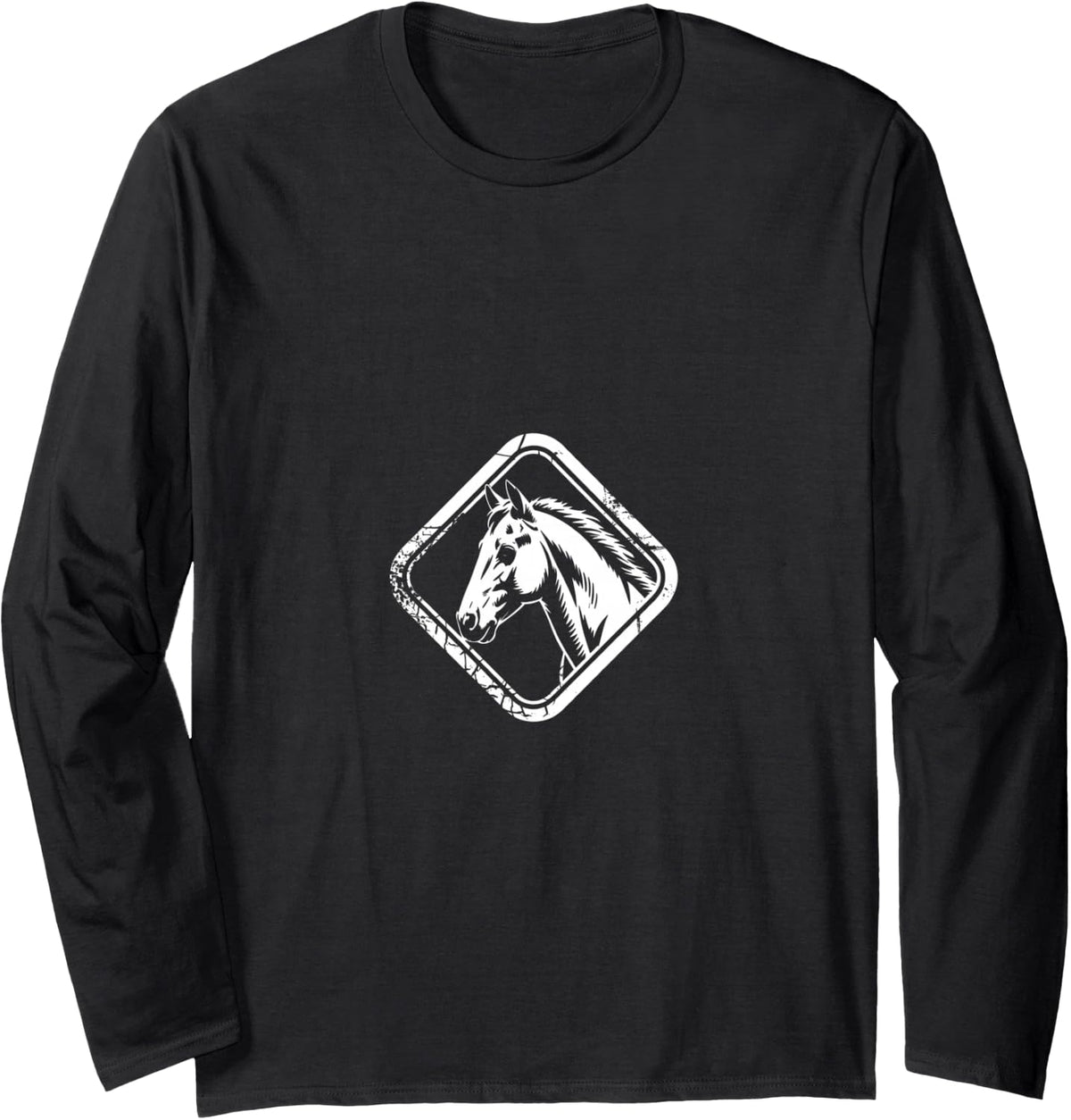 Horse Silhouette Vintage Long Sleeve T-Shirt - Adult Unisex Black