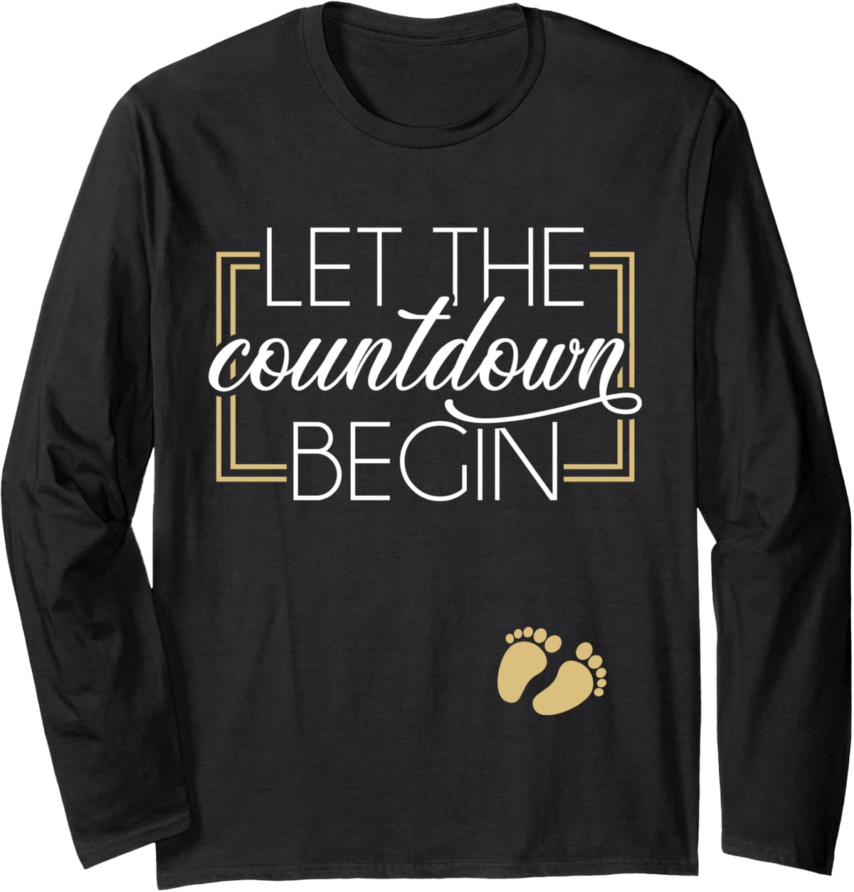New Year Christmas Pregnancy Announcement Countdown Begin Long Sleeve T-Shirt - Adult Unisex Black