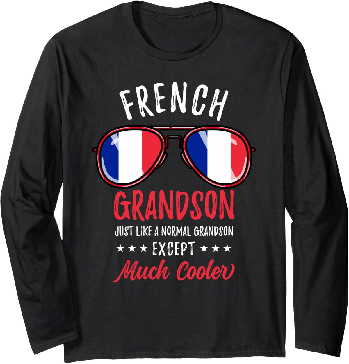 Cool French Grandson Sunglasses French Family Long Sleeve T-Shirt - Adult Unisex Black