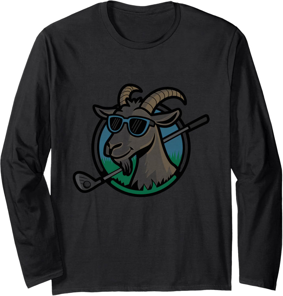 Golf Goat Animal Lover Owner Golfing Player Coach Golfer Long Sleeve T-Shirt - Adult Unisex Black