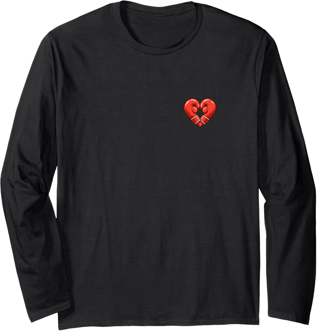 Boxing Gloves Heart Cute Minimalist Fighter Long Sleeve T-Shirt - Adult Unisex Black