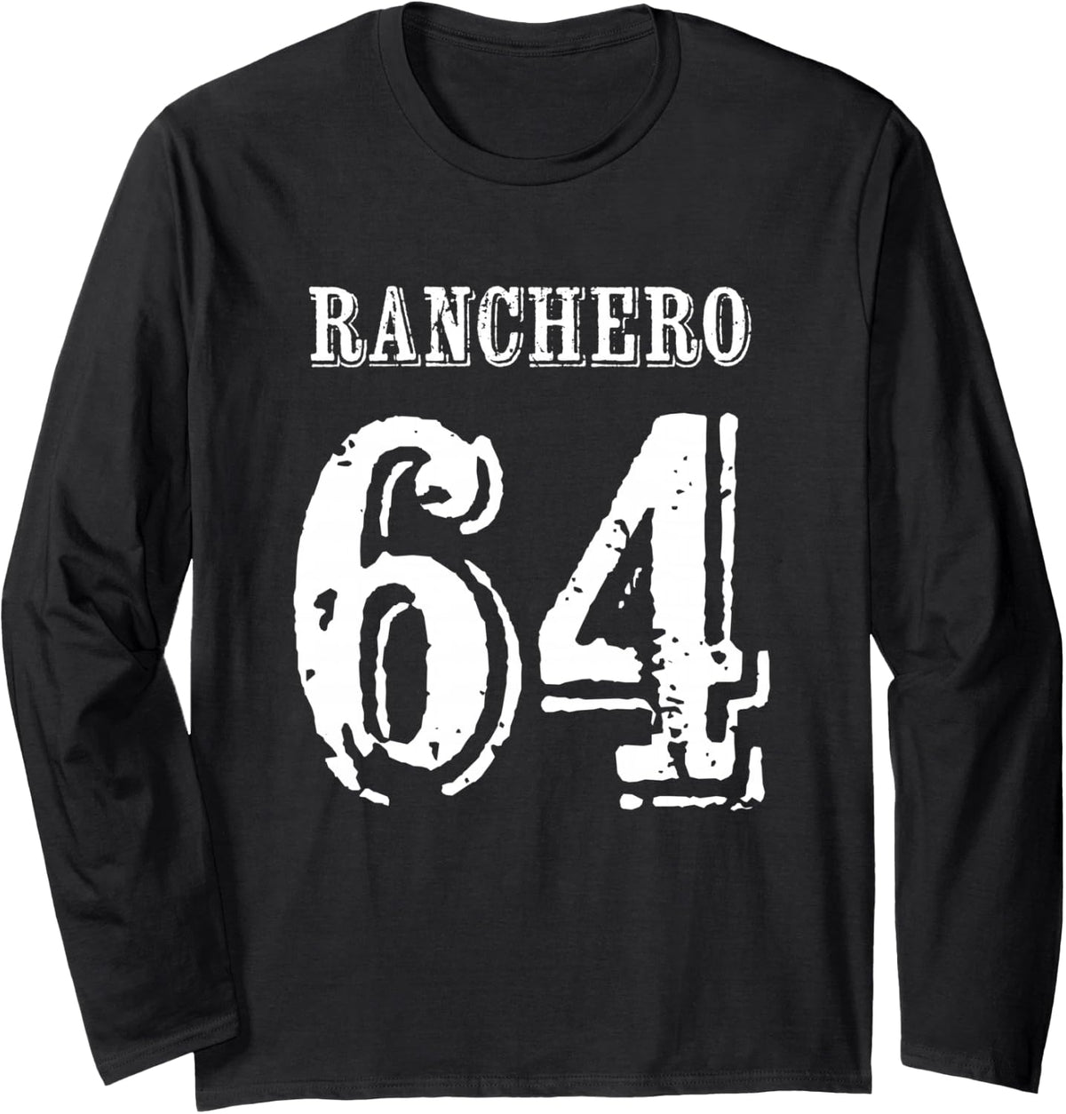 Jersey Style Ranchero 64 Spanish Rancher Cowboy Long Sleeve T-Shirt - Adult Unisex Black