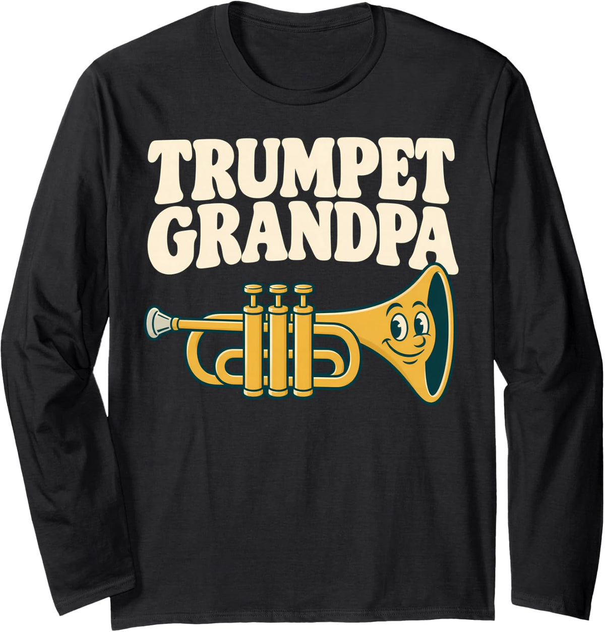 Trumpet Grandpa Brass Instrument Long Sleeve T-Shirt - Adult Unisex Black