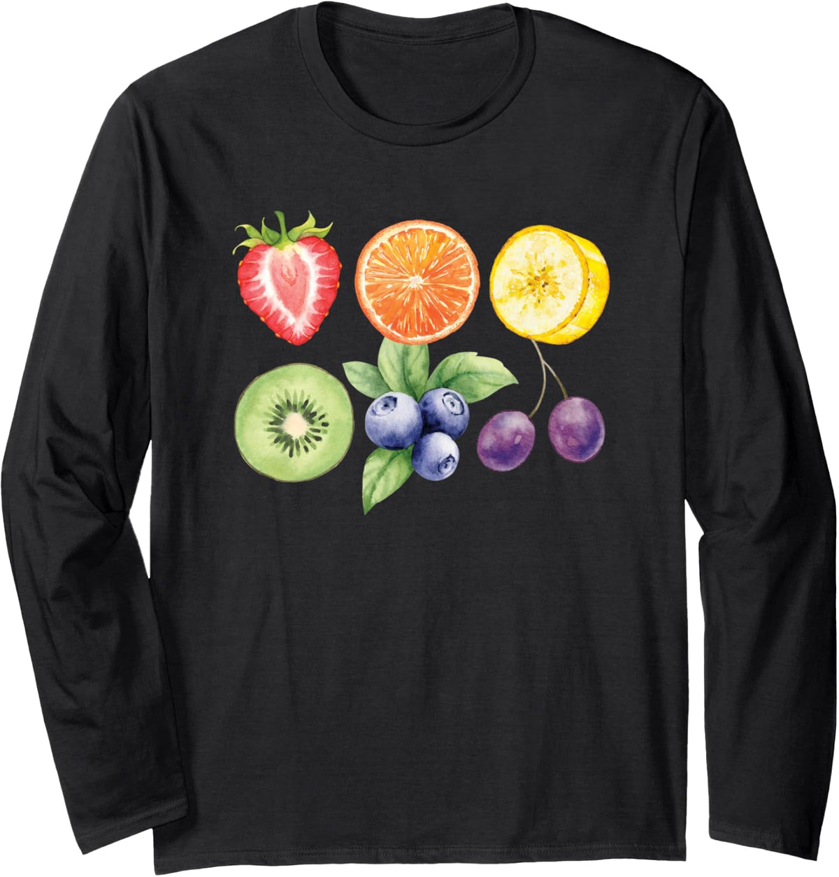 Fruit LGBT Rainbow Gay Bisexual Trans Lesbian Pride Month Long Sleeve T-Shirt - Adult Unisex Black