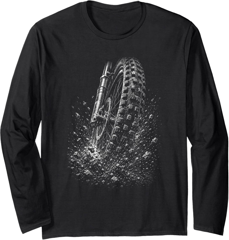 Downhill Mountain Bike Rider MTB Long Sleeve T-Shirt - Adult Unisex Black