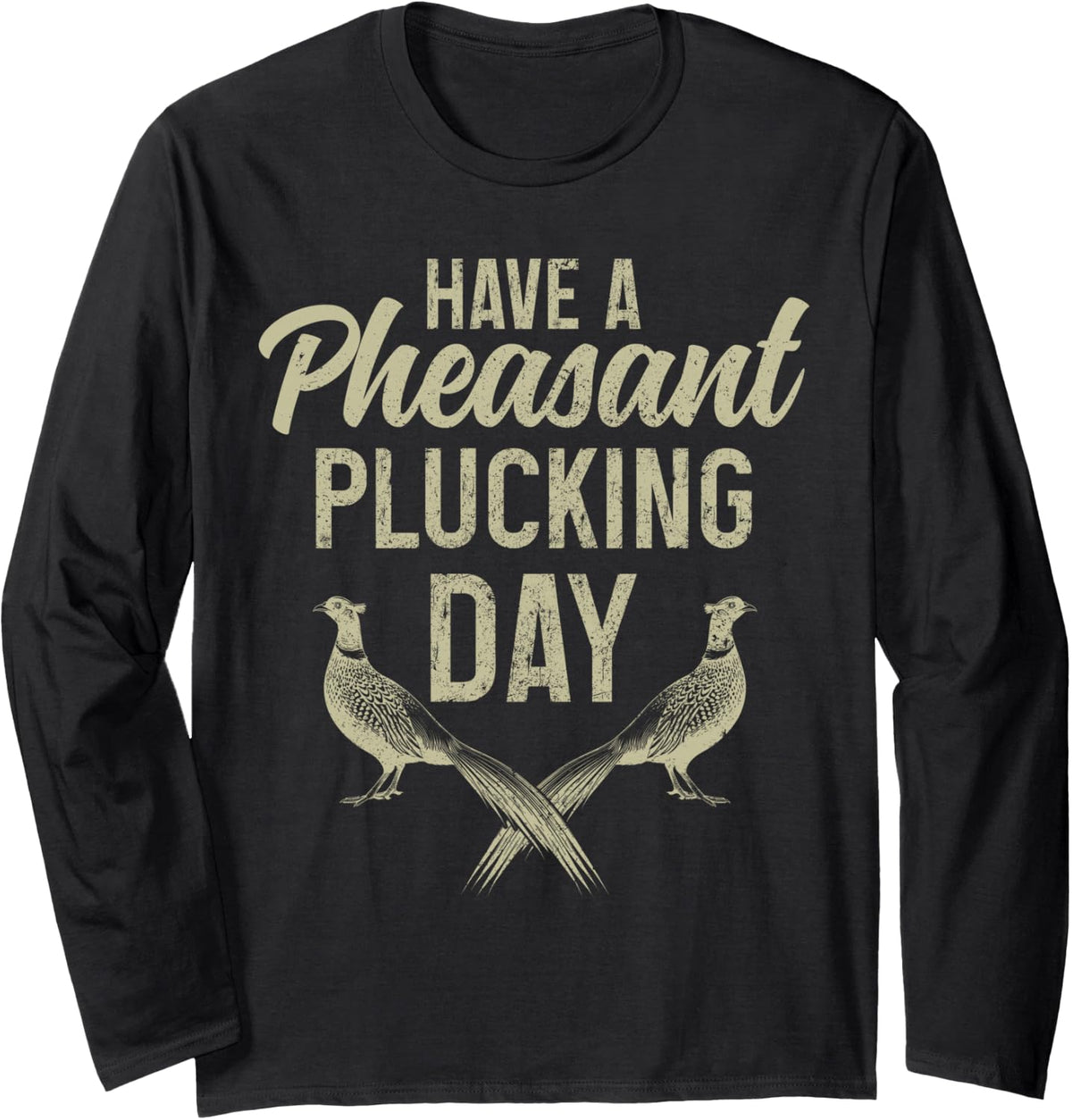 Pheasant Hunting Bird Hunter Vintage Long Sleeve T-Shirt - Adult Unisex Black