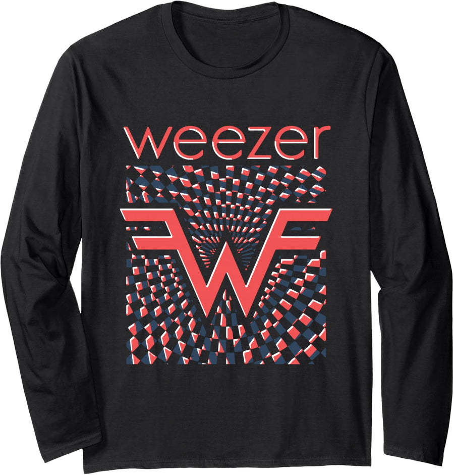 Weezer - Checkered Logo Long Sleeve T-Shirt - Adult Unisex Black