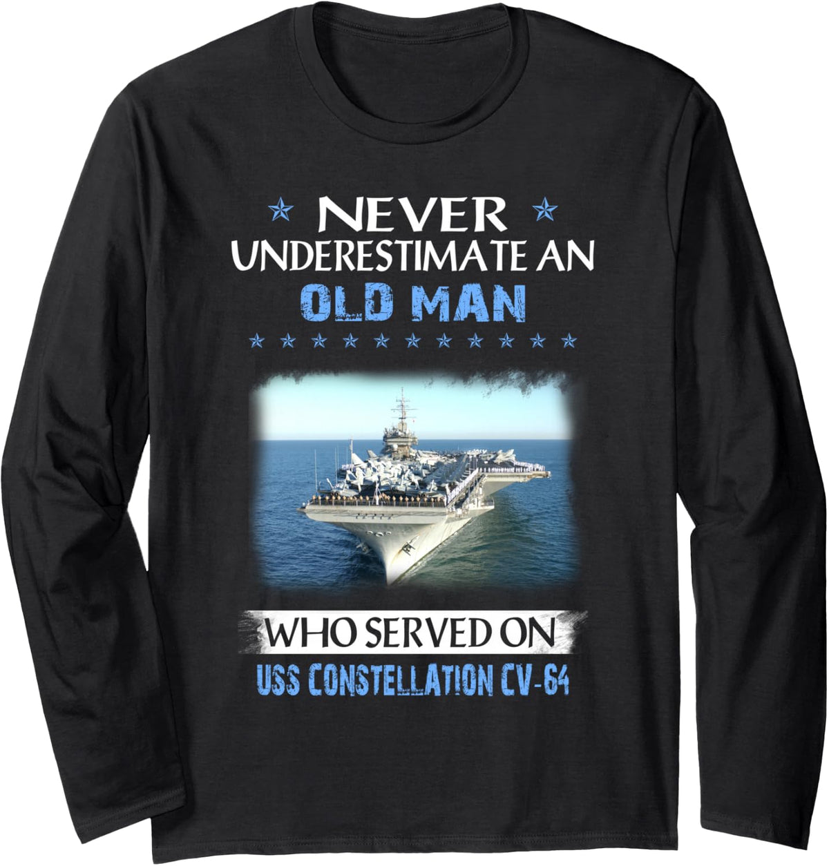 USS Constellation CV-64 Veterans Day Christmas Long Sleeve T-Shirt - Adult Unisex Black