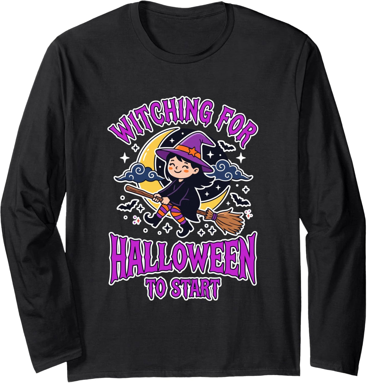 Witch Witching for Halloween to Start Spooky Season Long Sleeve T-Shirt - Adult Unisex Black