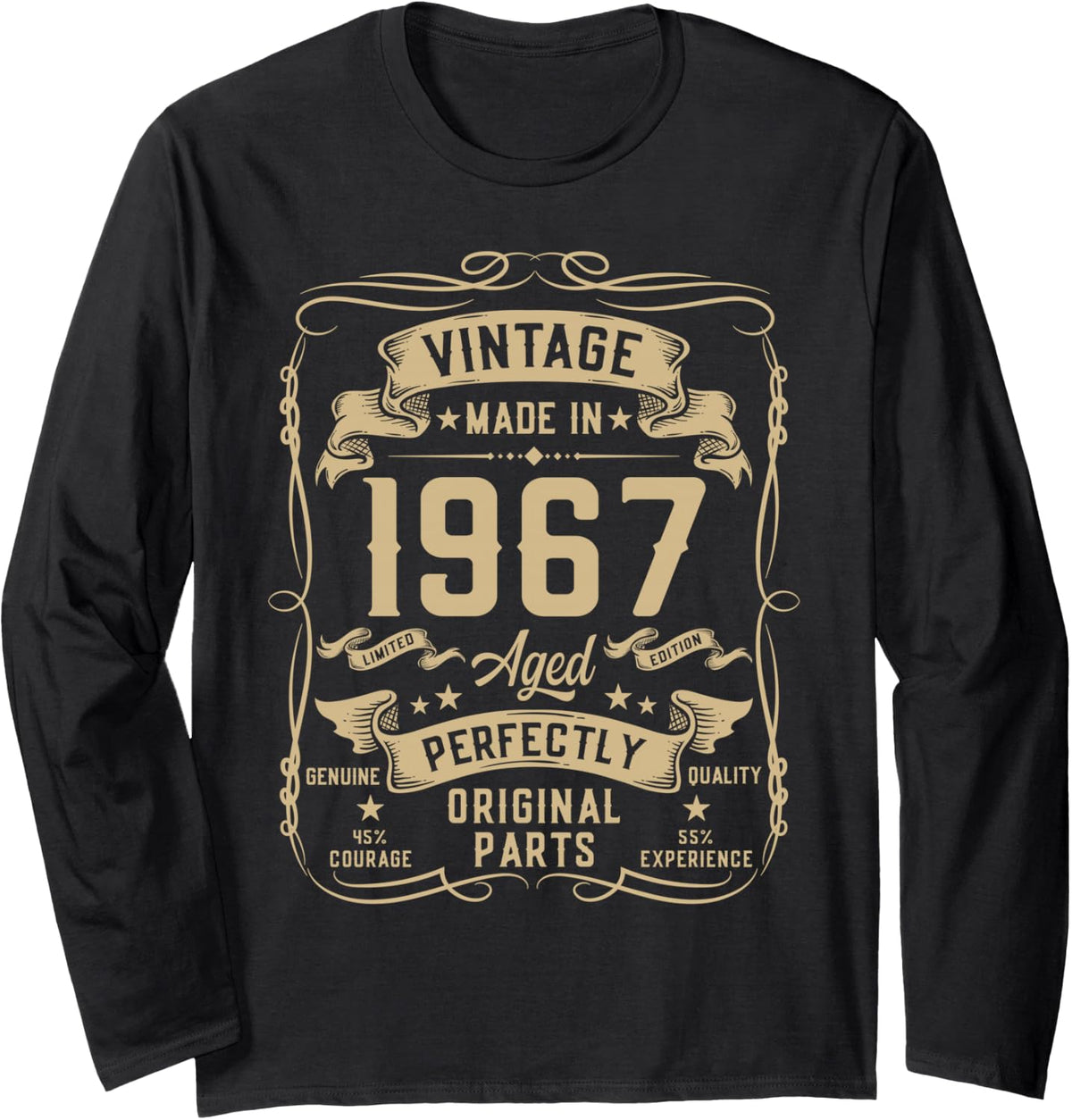 Vintage 1967 59yr 59th Birthday Gifts for Men 59 Years Old Long Sleeve T-Shirt - Adult Unisex Black