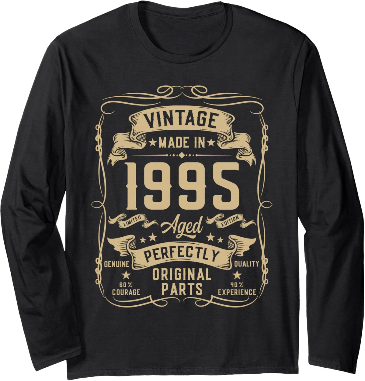 Vintage 1995 31yr 31st Birthday Gifts for Men 31 Years Old Long Sleeve T-Shirt - Adult Unisex Black