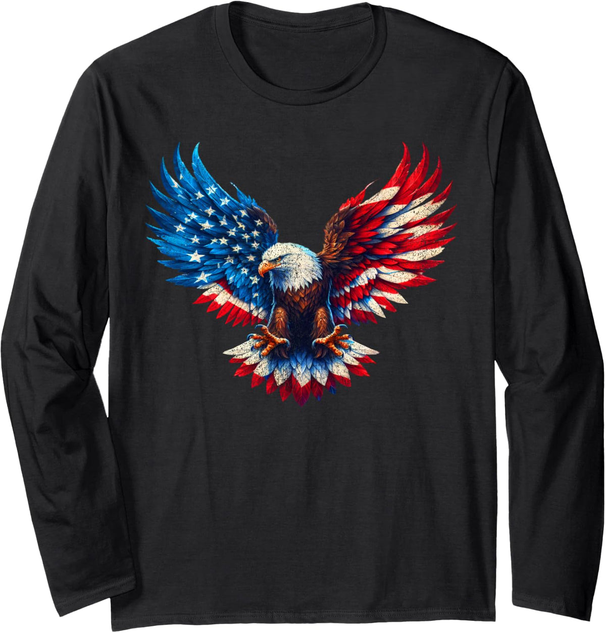 American Flag Bald Eagle Patriotic Eagle 4th of July USA Long Sleeve T-Shirt - Adult Unisex Black